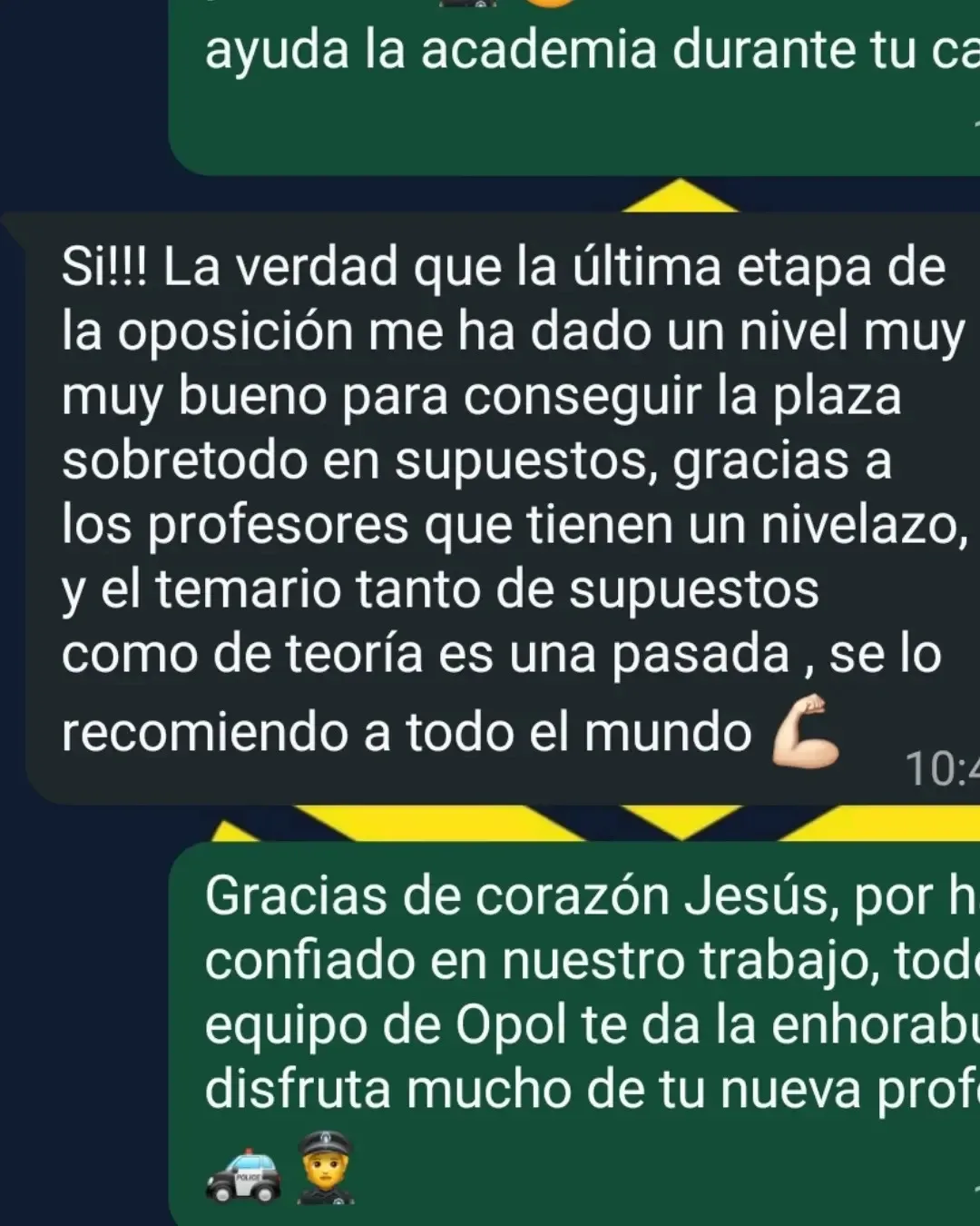Mensaje de agradecimiento de un alumno aprobado de Academia OPOL
